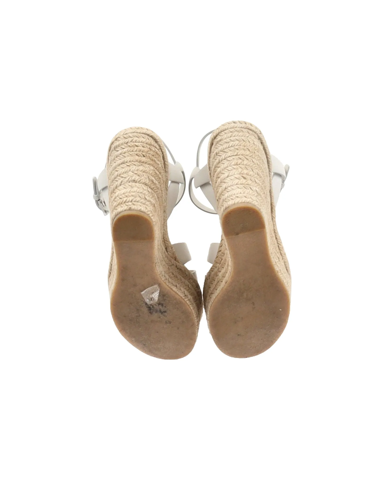 Saint Laurent Tribute Wedges in White Leather