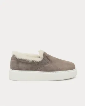 Shearling-lined Brown Slip On Sneakers