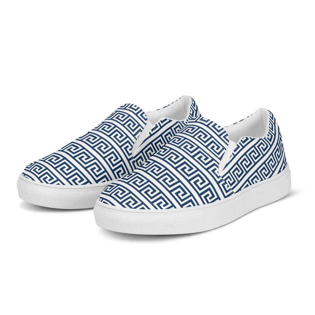The Key Greek White Womens slip-on canvas shoes
