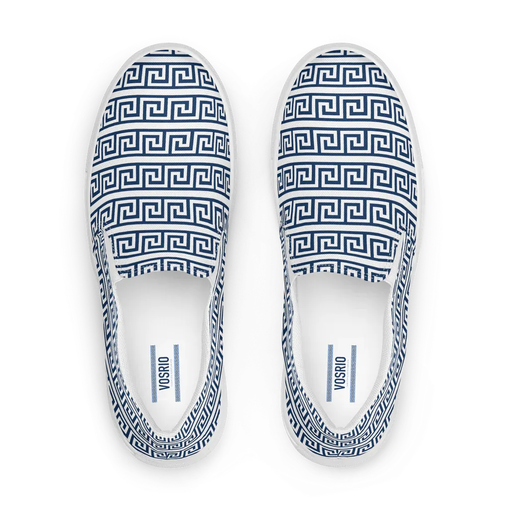 The Key Greek White Womens slip-on canvas shoes