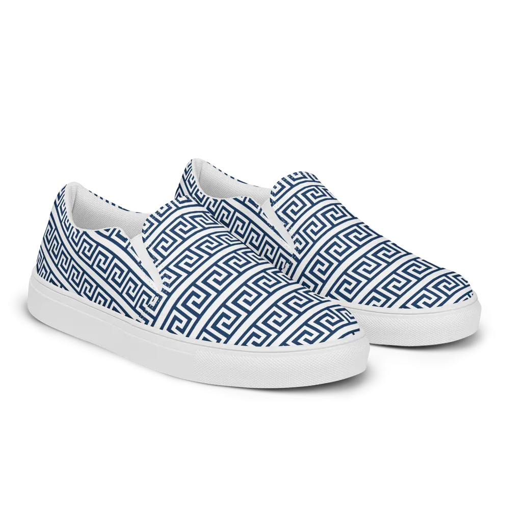 The Key Greek White Womens slip-on canvas shoes