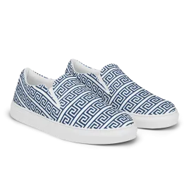 The Key Greek White Womens slip-on canvas shoes