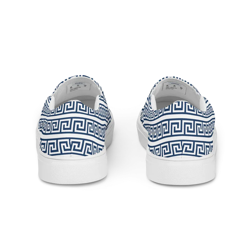 The Key Greek White Womens slip-on canvas shoes