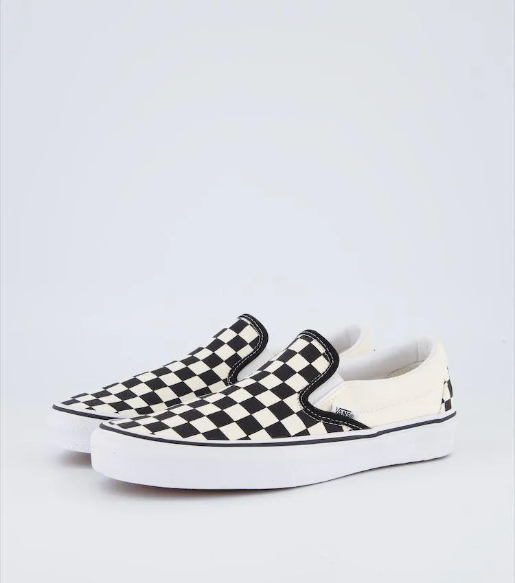 VANS KIDS CLASSIC SLIP ON CHECKERBOARD - BLACK/WHITE