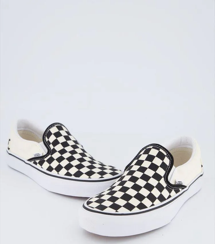 VANS KIDS CLASSIC SLIP ON CHECKERBOARD - BLACK/WHITE