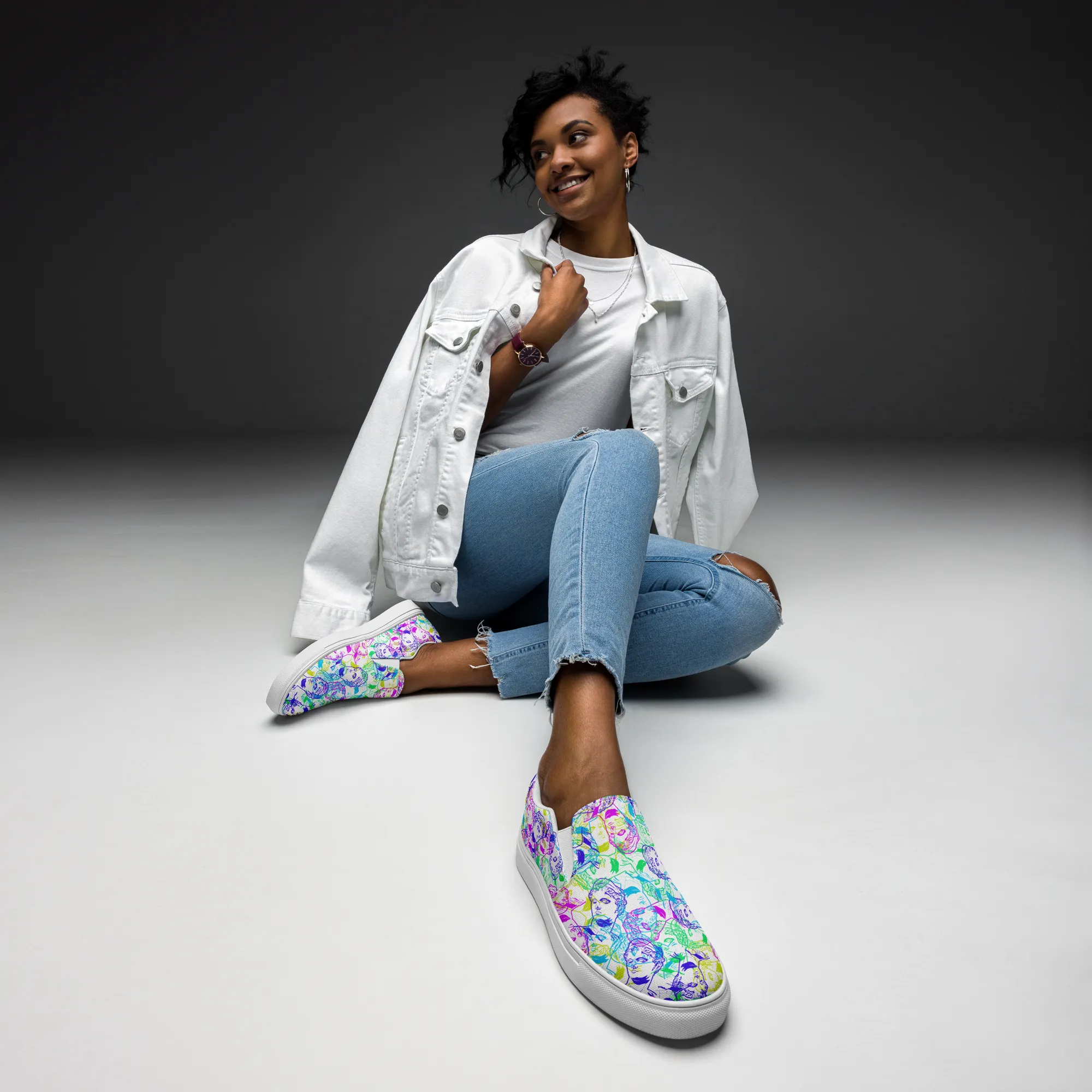 VOSRIO Select CMYK Womens slip-on canvas shoes