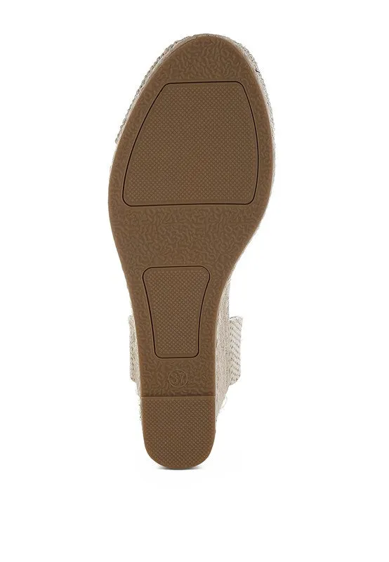 Woven Lace-Up Espadrille Wedges