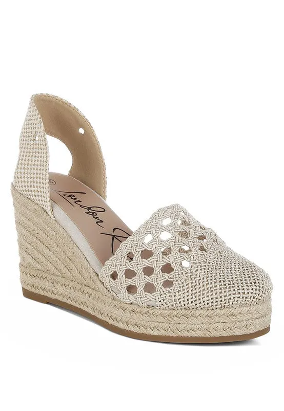 Woven Lace-Up Espadrille Wedges