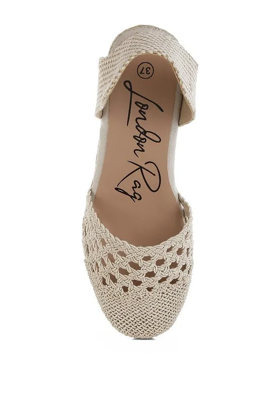 Woven Lace-Up Espadrille Wedges