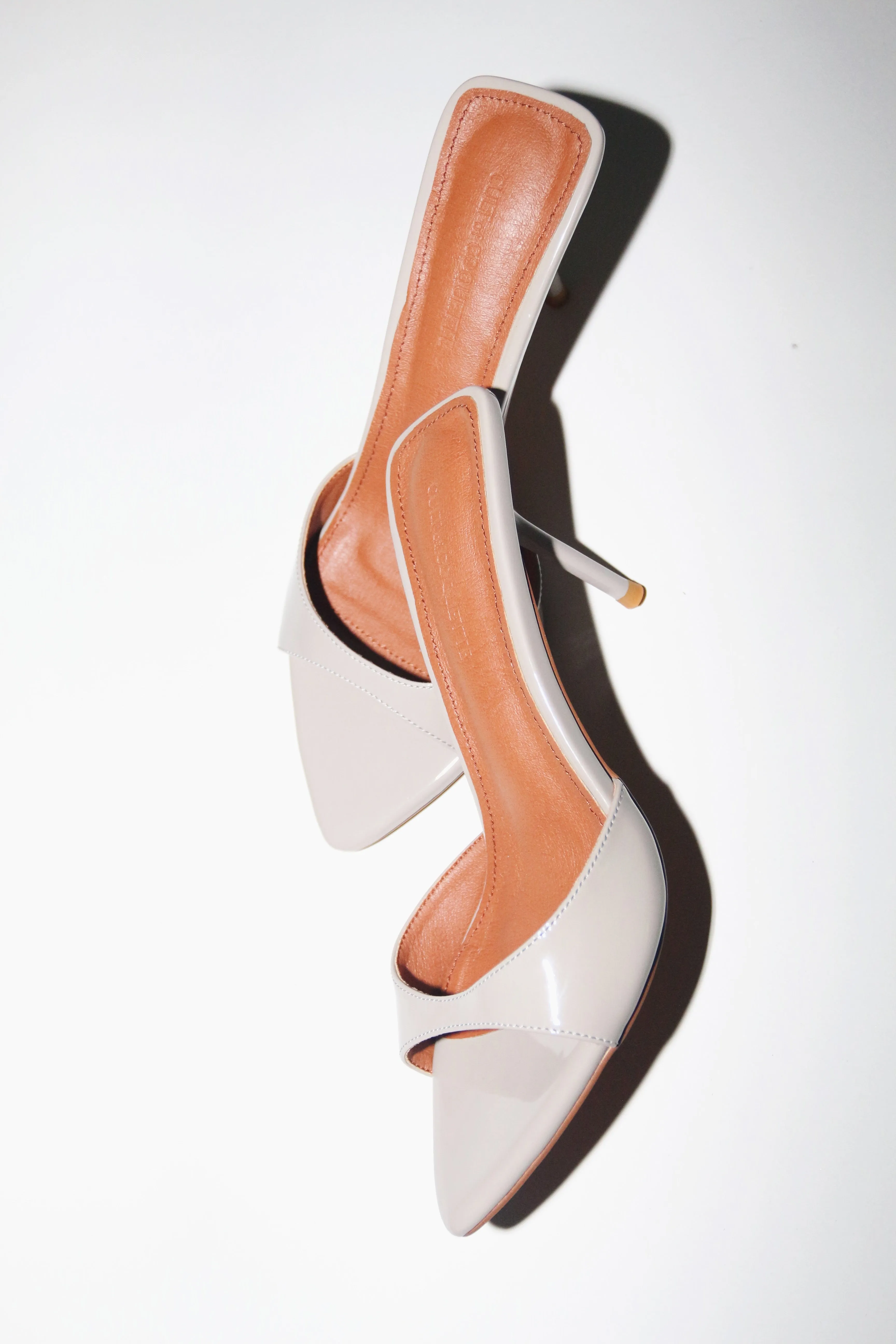 Zena Grey Patent Vegan Mules 80 mm